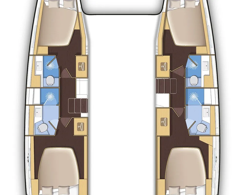 Floor plan of Midas, a Lagoon 42 catamaran at Athens, Greece