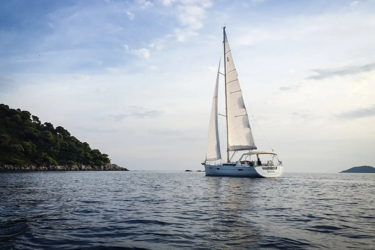 Exterior view of Soul, a Beneteau Oceanis 45 sailboat at Tivat, Montenegro