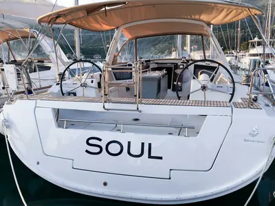 Cockpit of Soul, a Beneteau Oceanis 45 sailboat at Tivat, Montenegro