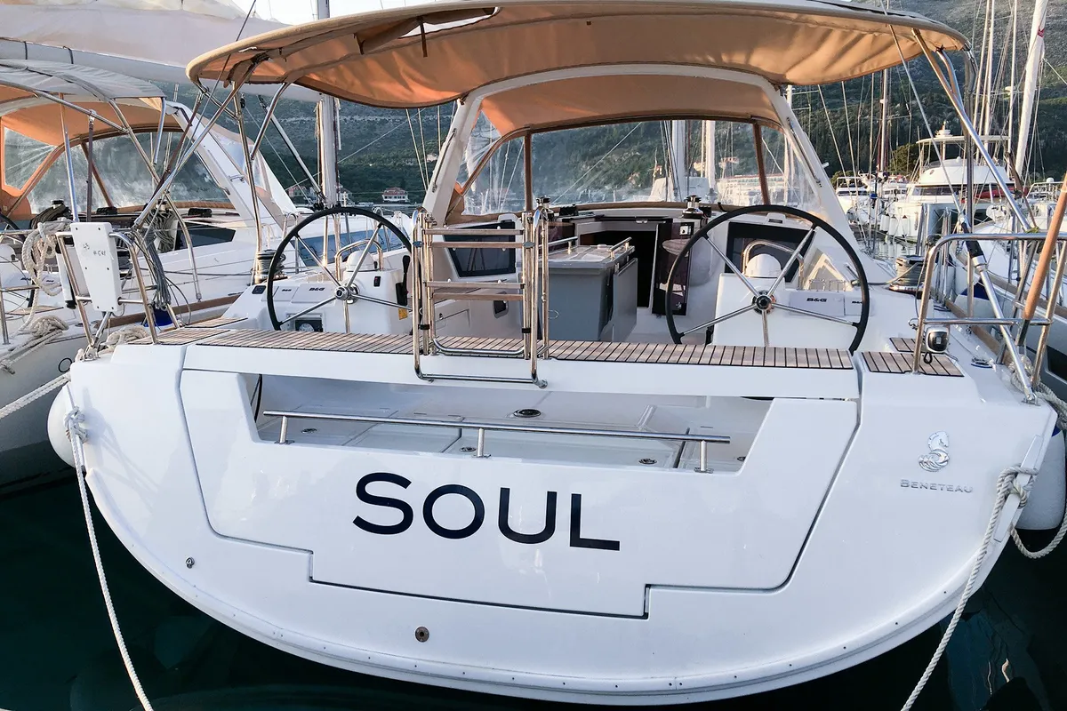 Cockpit of Soul, a Beneteau Oceanis 45 sailboat at Tivat, Montenegro