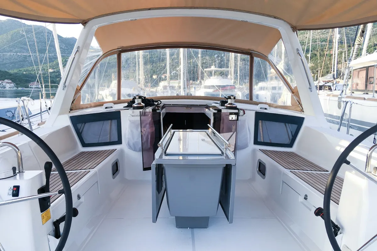 Cockpit of Soul, a Beneteau Oceanis 45 sailboat at Tivat, Montenegro