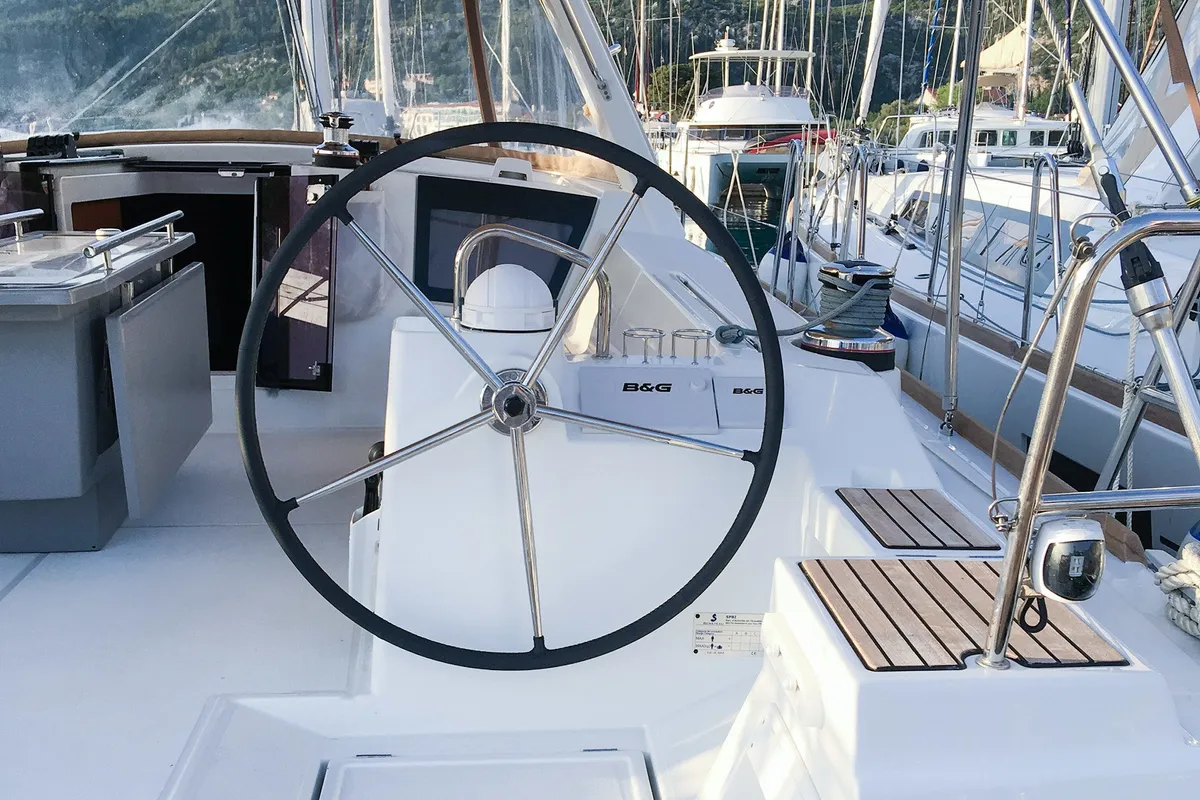 Cockpit of Soul, a Beneteau Oceanis 45 sailboat at Tivat, Montenegro