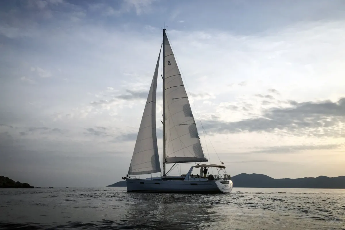 Exterior view of Soul, a Beneteau Oceanis 45 sailboat at Tivat, Montenegro