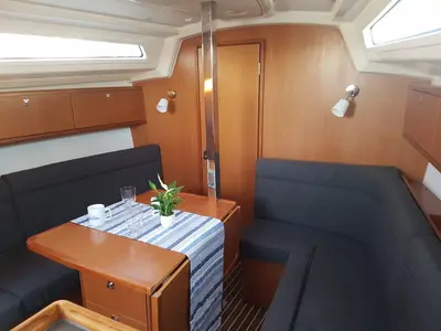 Salon of Theia, a Bavaria Cruiser 34 sailboat at Punat, Croatia