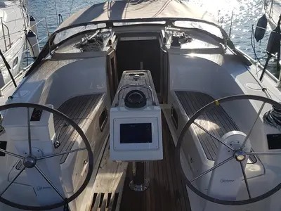 Cockpit of Theia, a Bavaria Cruiser 34 sailboat at Punat, Croatia