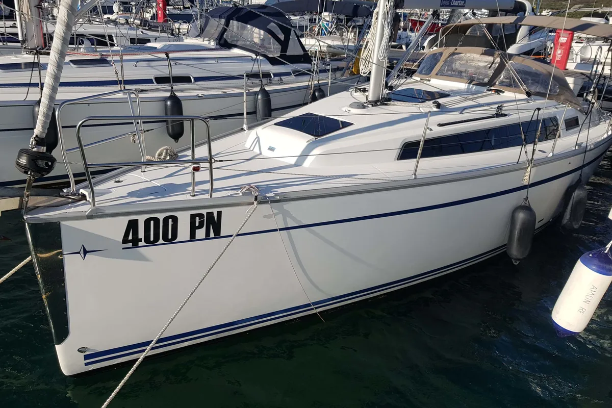 Theia, a Bavaria Cruiser 34 sailboat at Punat, Croatia
