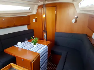 Salon of Theia, a Bavaria Cruiser 34 sailboat at Punat, Croatia