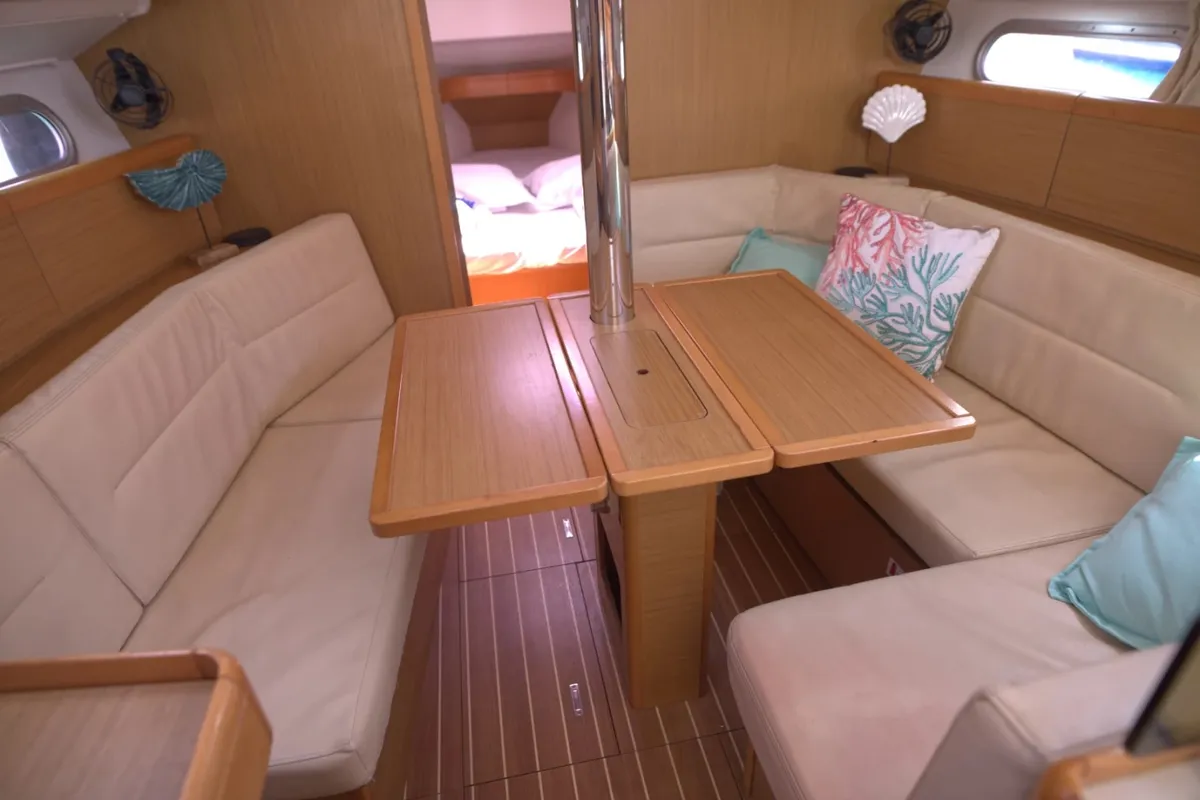 Salon of Candy, a Jeanneau Sun Odyssey 36i sailboat at Municipal Unit of Megara, Greece