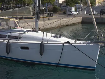 Cockpit of Candy, a Jeanneau Sun Odyssey 36i sailboat at Municipal Unit of Megara, Greece
