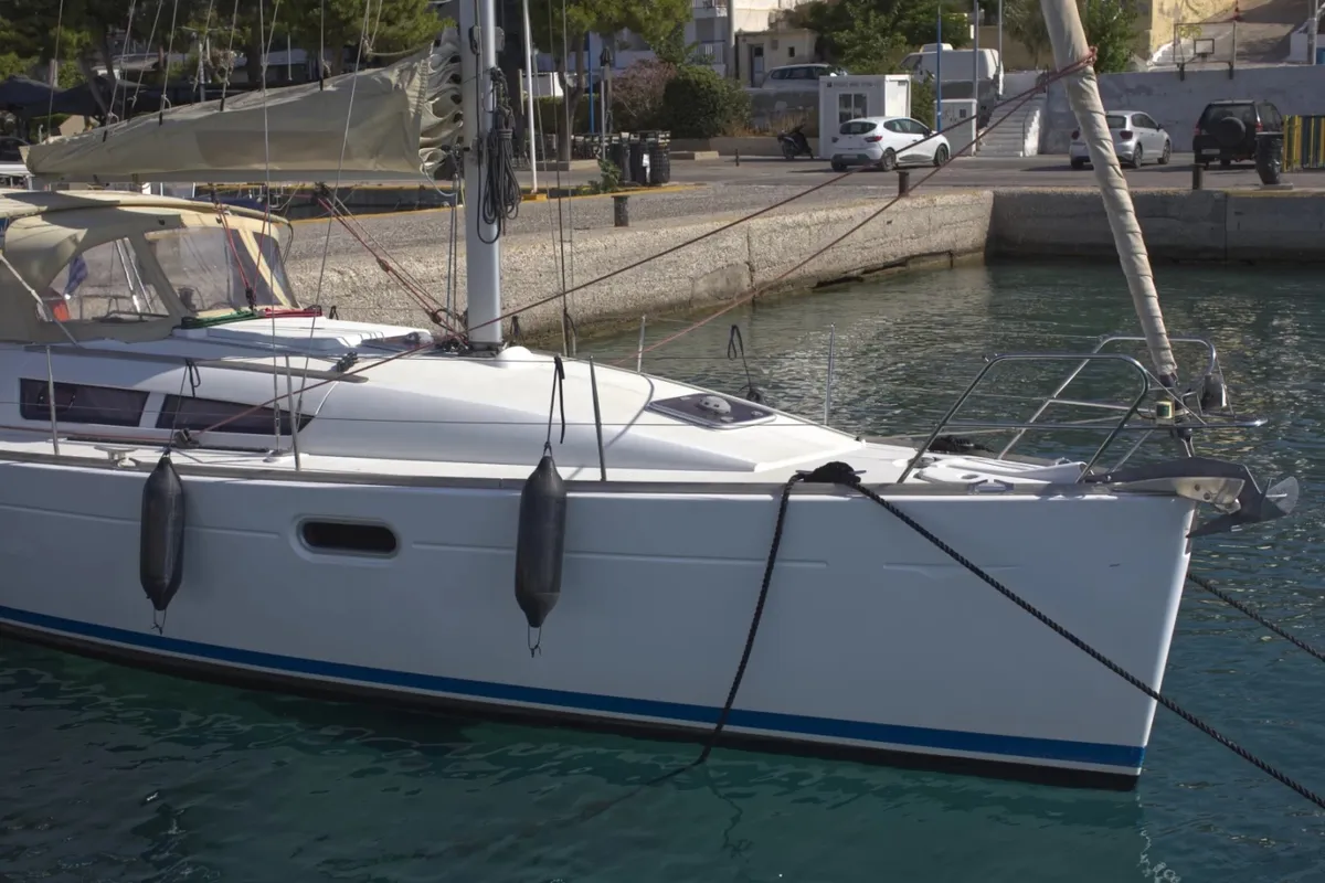 Cockpit of Candy, a Jeanneau Sun Odyssey 36i sailboat at Municipal Unit of Megara, Greece