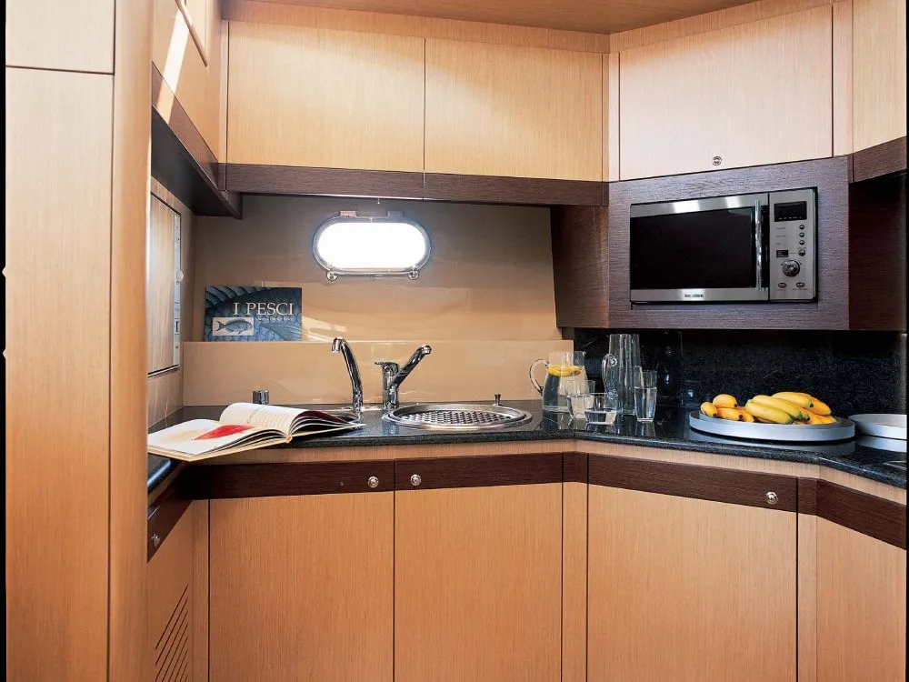 Galley of The Boat, a Ferretti 550 motor yacht at Panaji, India