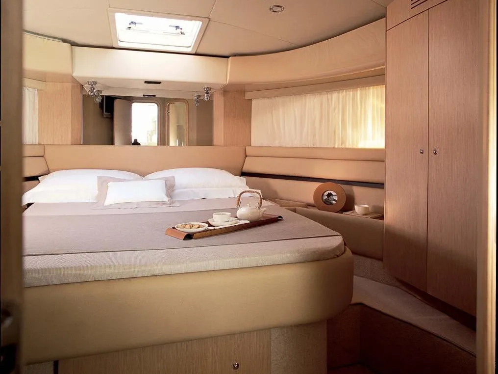 Cabin on The Boat, a Ferretti 550 motor yacht at Panaji, India