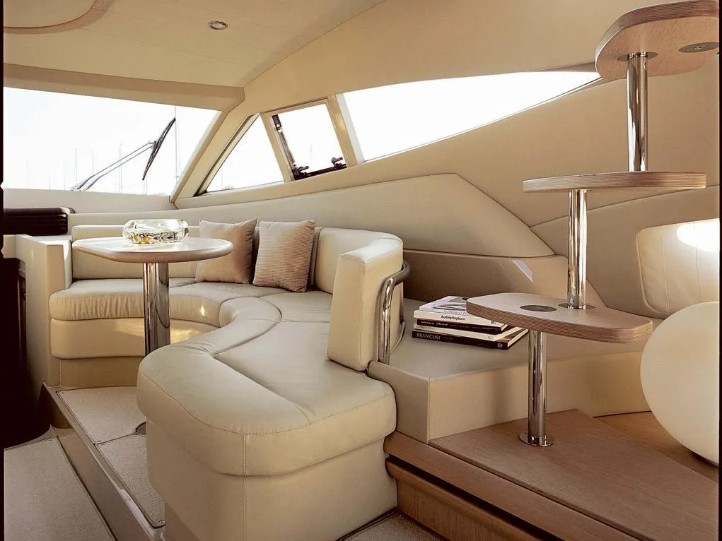 Salon of The Boat, a Ferretti 550 motor yacht at Panaji, India