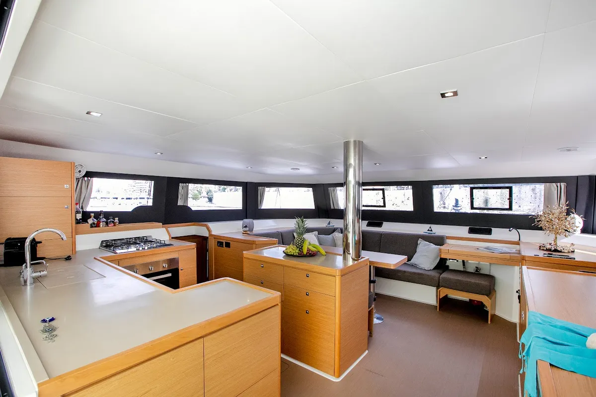 Galley of Diva, a Dufour 48 Catamaran catamaran at Athens, Greece