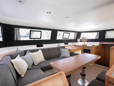 Salon of Diva, a Dufour 48 Catamaran catamaran at Athens, Greece