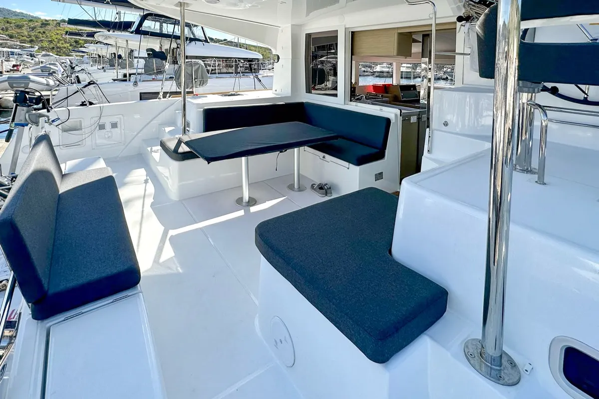 Deck of Conch, a Lagoon 40 catamaran at Primošten, Croatia