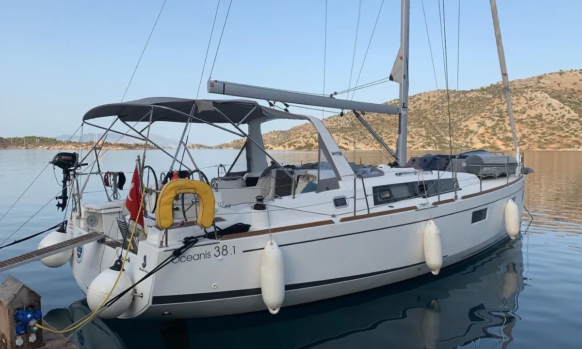 Exterior view of IDA, a Beneteau Oceanis 38.1 sailboat at Marmaris, Turkey