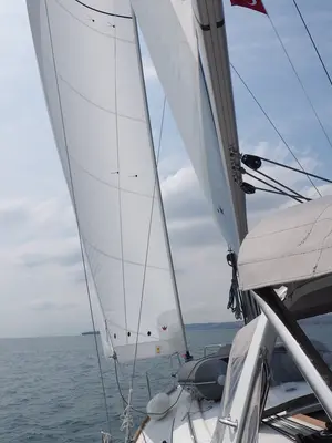 Deck of IDA, a Beneteau Oceanis 38.1 sailboat at Marmaris, Turkey