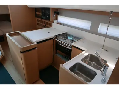Galley of Frenetica, a Jeanneau Sun Odyssey 440 sailboat at San Vincenzo, Italy