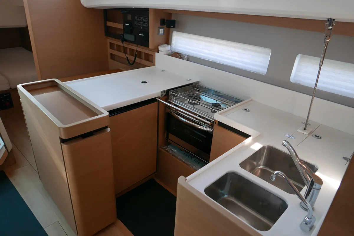 Galley of Frenetica, a Jeanneau Sun Odyssey 440 sailboat at San Vincenzo, Italy