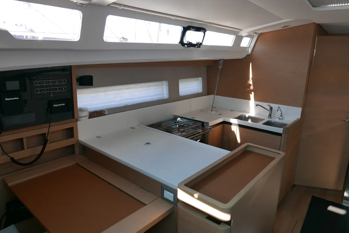 Galley of Frenetica, a Jeanneau Sun Odyssey 440 sailboat at San Vincenzo, Italy