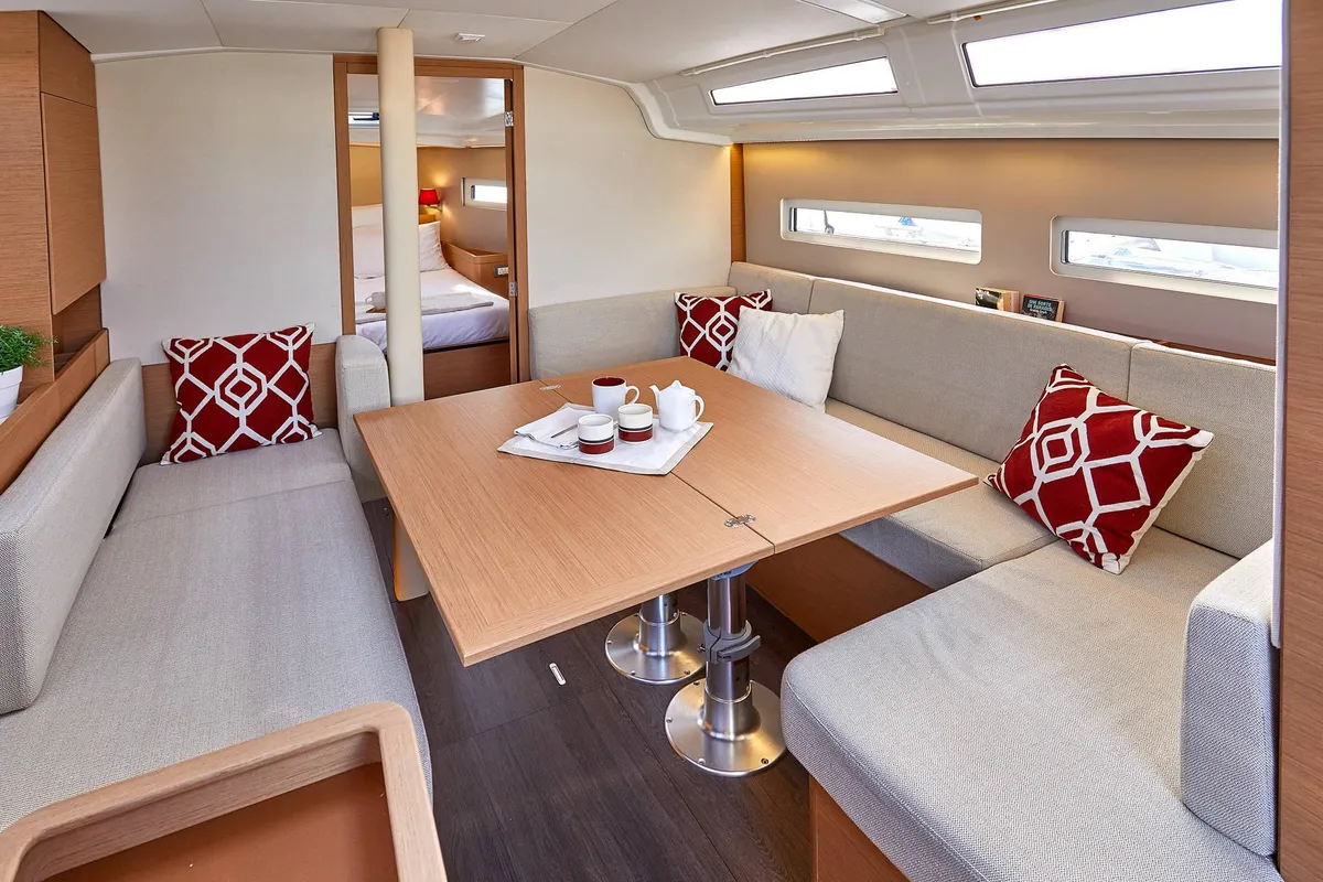 Salon of Oliver, a Jeanneau Sun Odyssey 410 sailboat at Primošten, Croatia