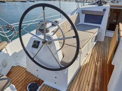 Cockpit of Oliver, a Jeanneau Sun Odyssey 410 sailboat at Primošten, Croatia