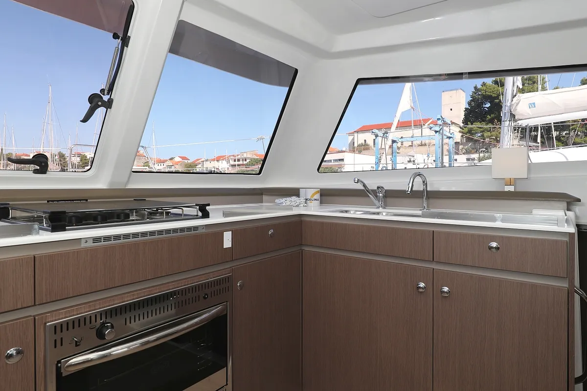 Galley of 4 Friends, a Bali Catspace catamaran at Grad Trogir, Croatia