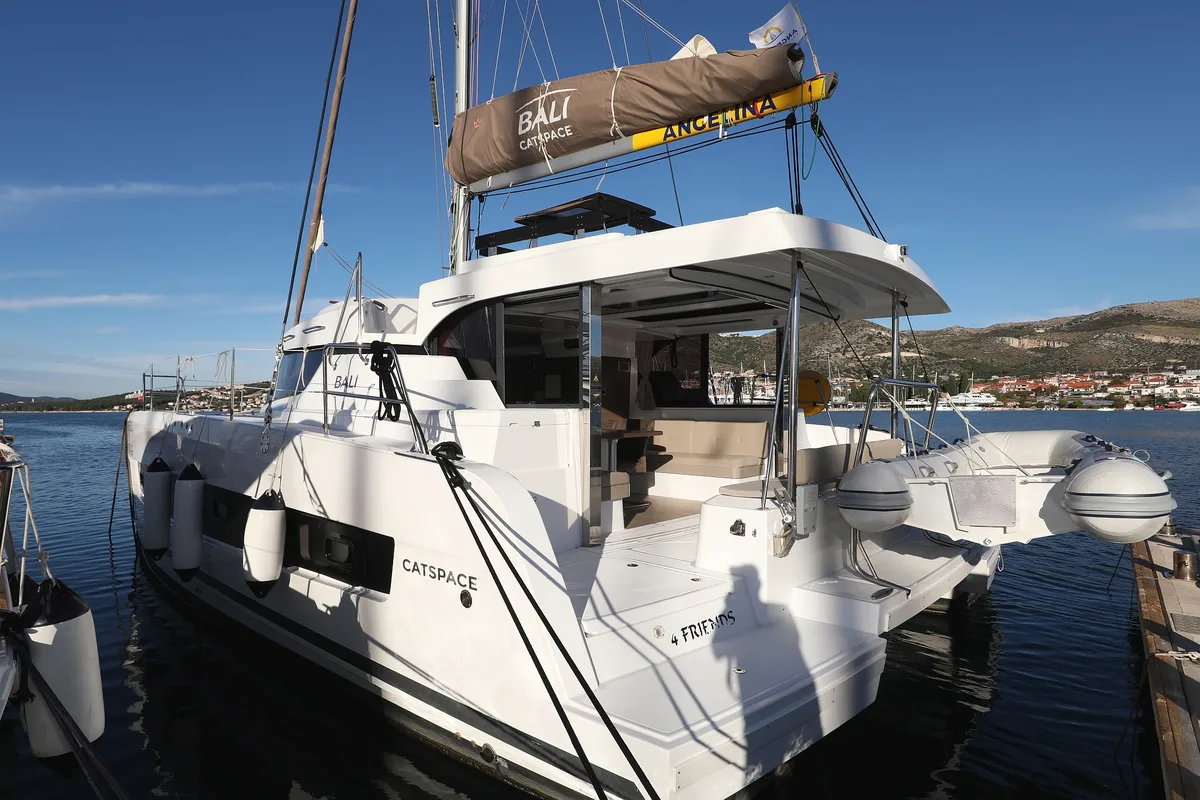 Exterior view of 4 Friends, a Bali Catspace catamaran at Grad Trogir, Croatia