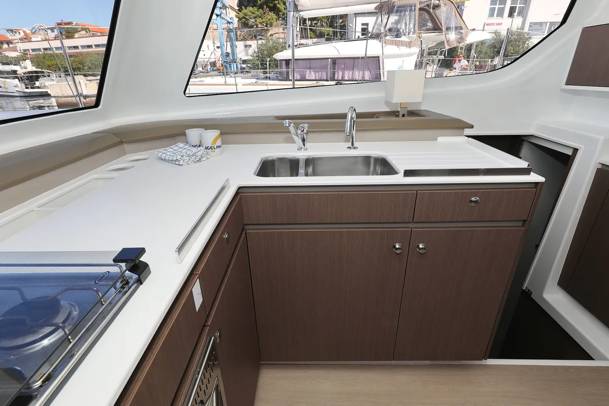 Galley of 4 Friends, a Bali Catspace catamaran at Grad Trogir, Croatia