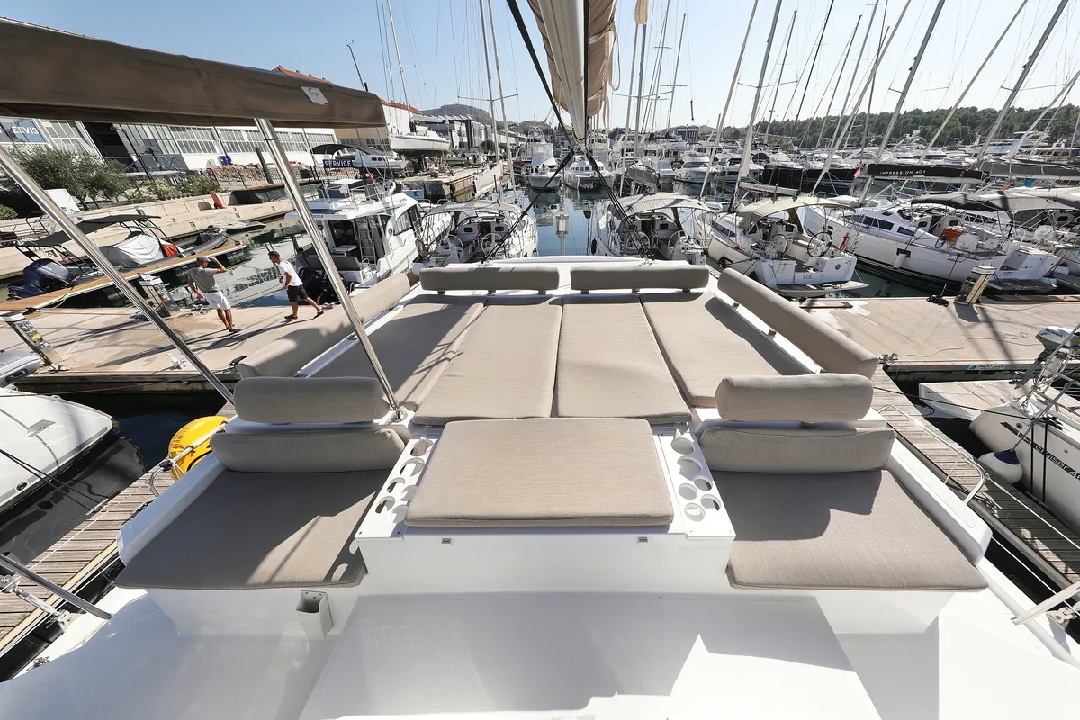 Deck of 4 Friends, a Bali Catspace catamaran at Grad Trogir, Croatia