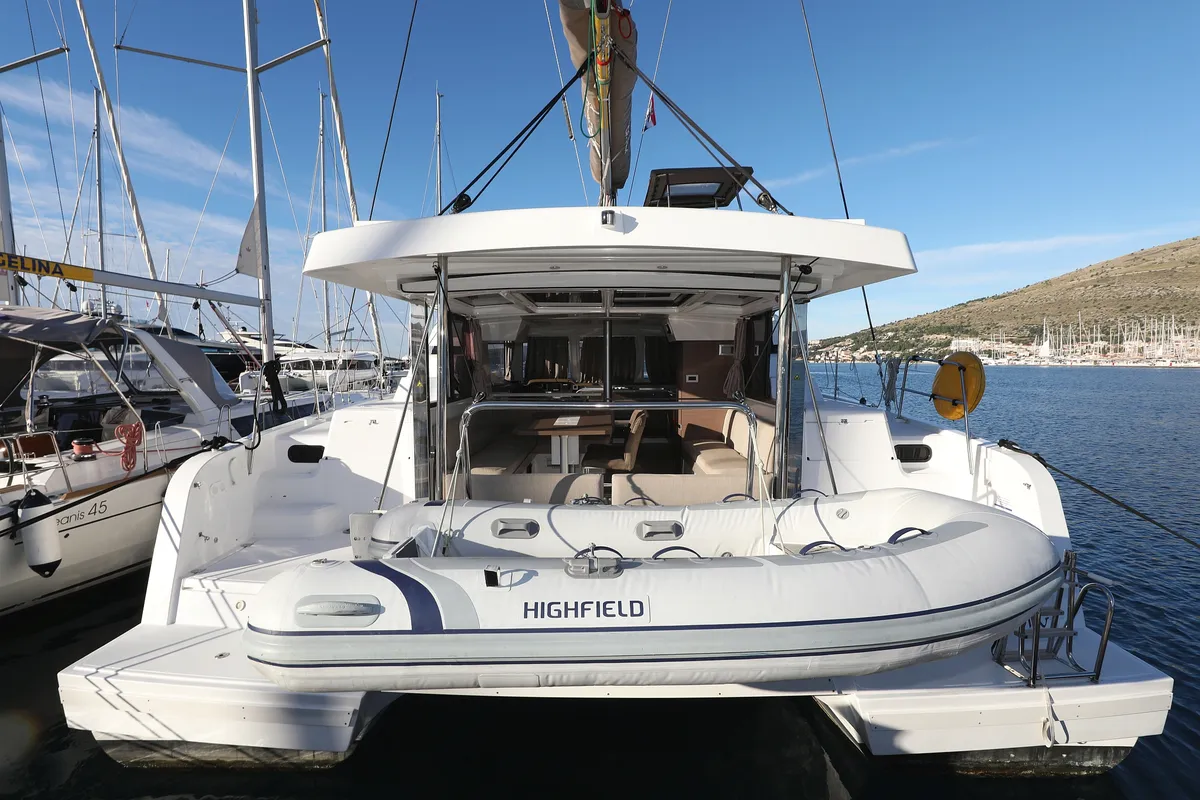Exterior view of 4 Friends, a Bali Catspace catamaran at Grad Trogir, Croatia