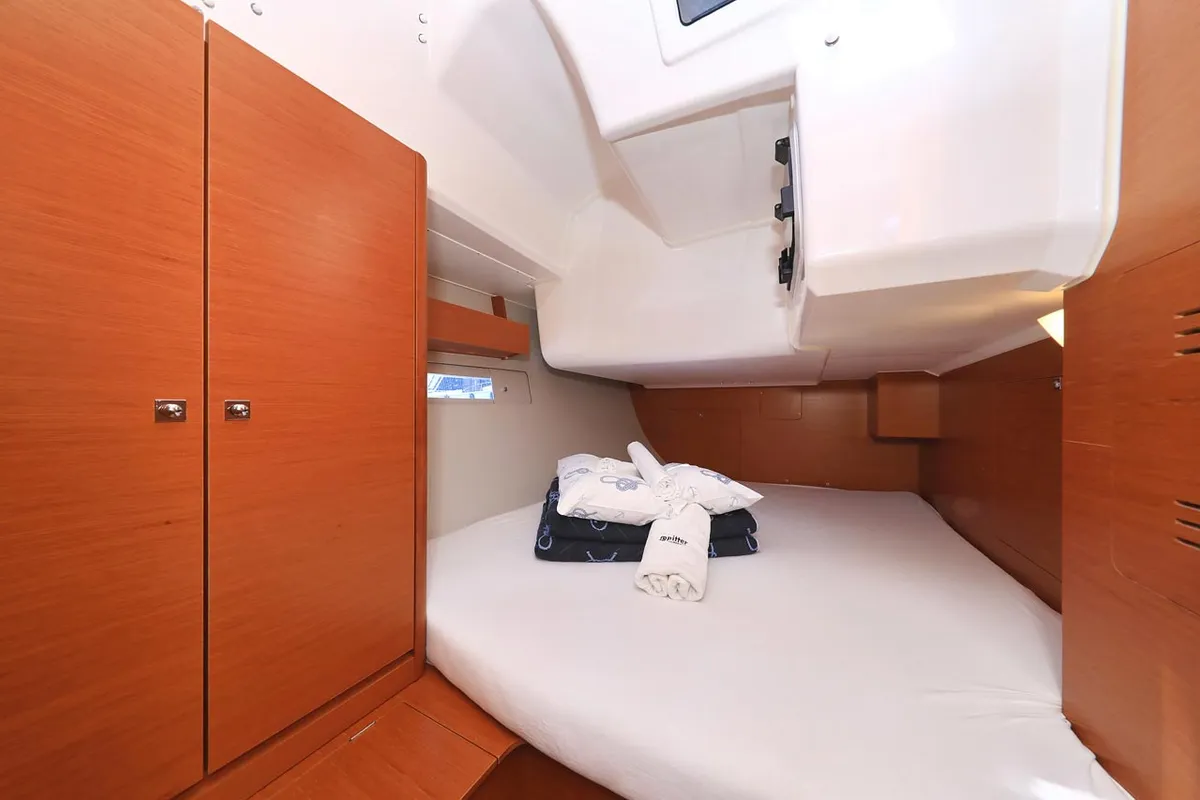 Cabin on My Affair, a Dufour 412 GL sailboat at Grad Trogir, Croatia