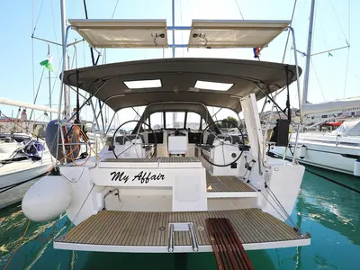 Cockpit of My Affair, a Dufour 412 GL sailboat at Grad Trogir, Croatia