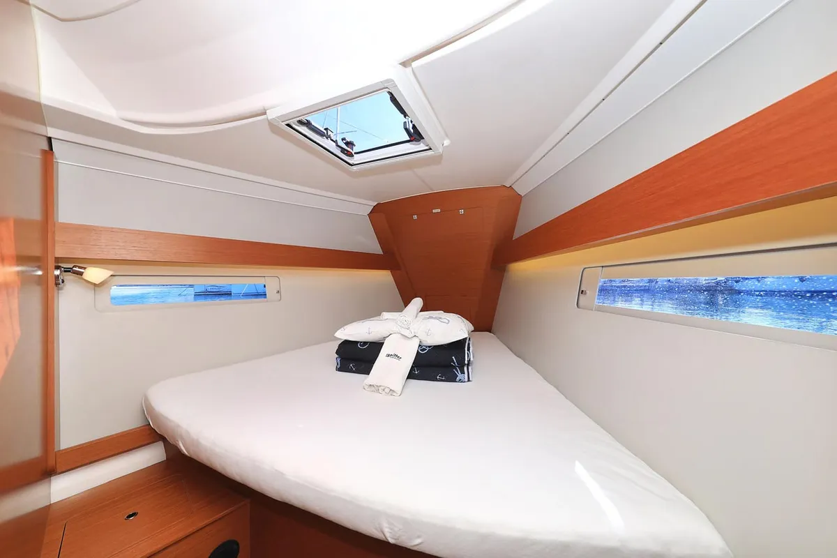 Cabin on My Affair, a Dufour 412 GL sailboat at Grad Trogir, Croatia