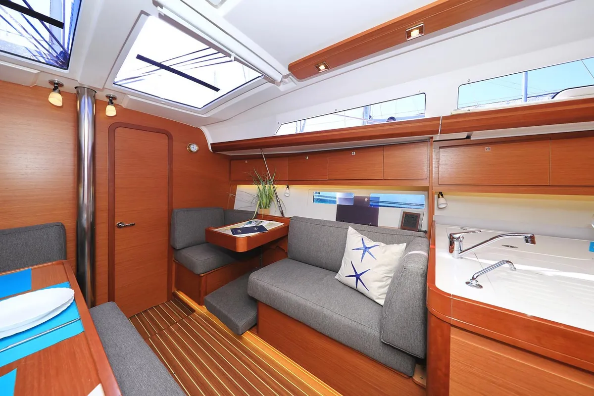 Salon of My Affair, a Dufour 412 GL sailboat at Grad Trogir, Croatia