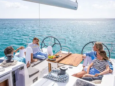Deck of Sea Breeze, a Bavaria C42 Style sailboat at Grad Biograd na Moru, Croatia