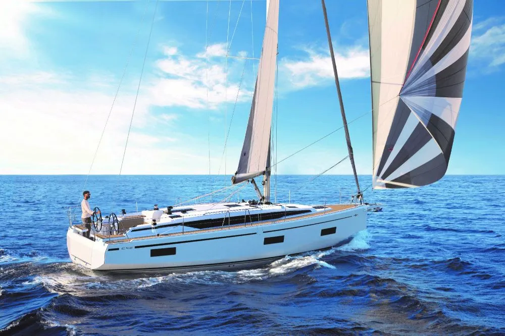 Exterior view of Sea Breeze, a Bavaria C42 Style sailboat at Grad Biograd na Moru, Croatia