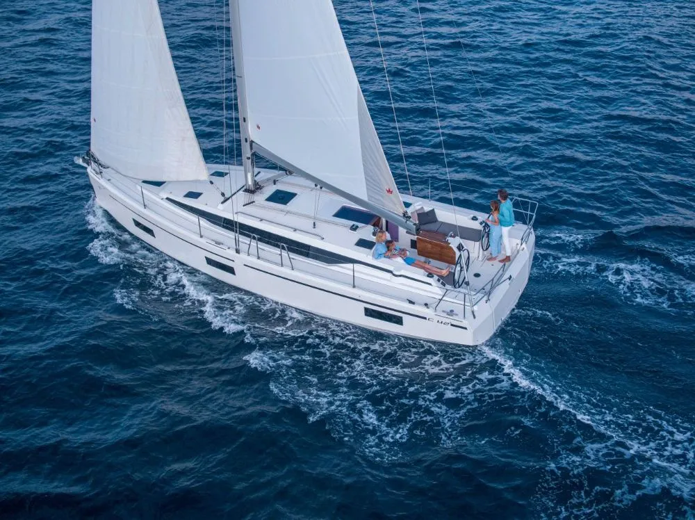 Exterior view of Sea Breeze, a Bavaria C42 Style sailboat at Grad Biograd na Moru, Croatia
