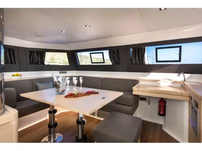 Salon of Barchetta VII, a Dufour Catamaran 48 catamaran at Preveza, Greece