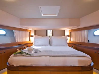 Cabin on Dominique, a Ferretti 681 motor yacht at Zadar, Croatia