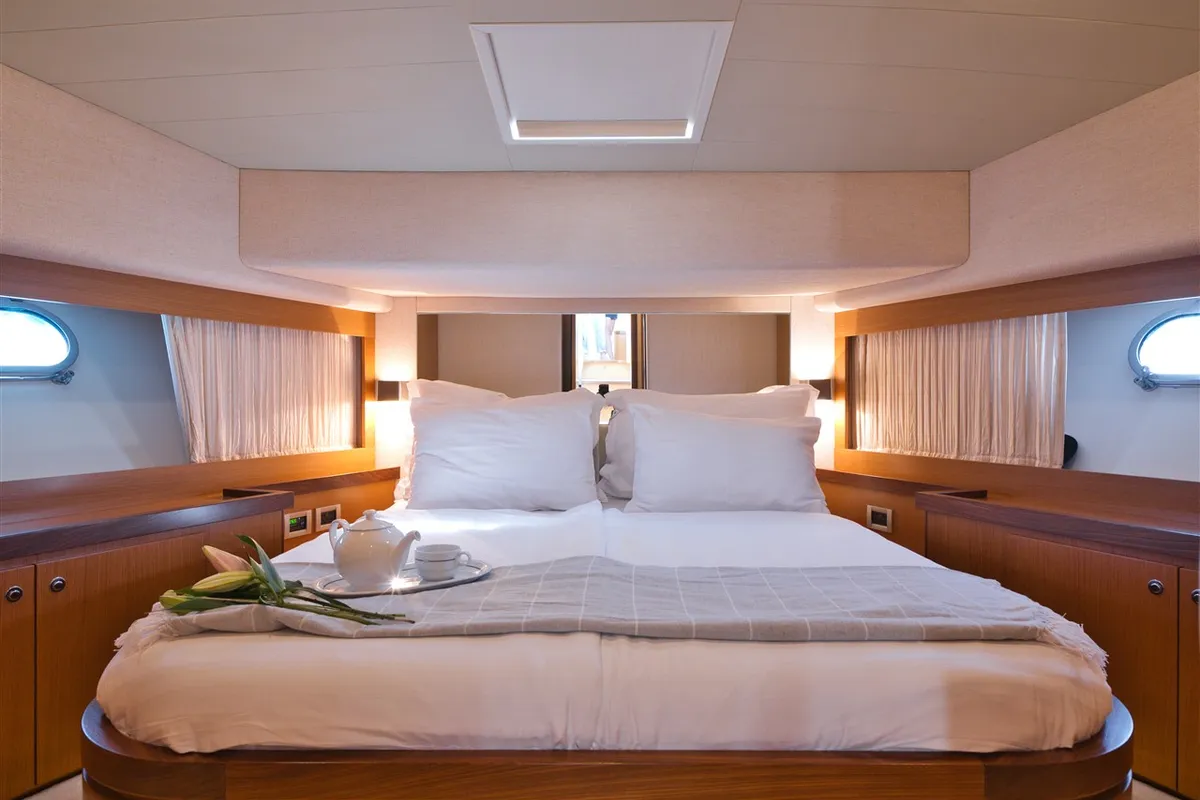 Cabin on Dominique, a Ferretti 681 motor yacht at Zadar, Croatia