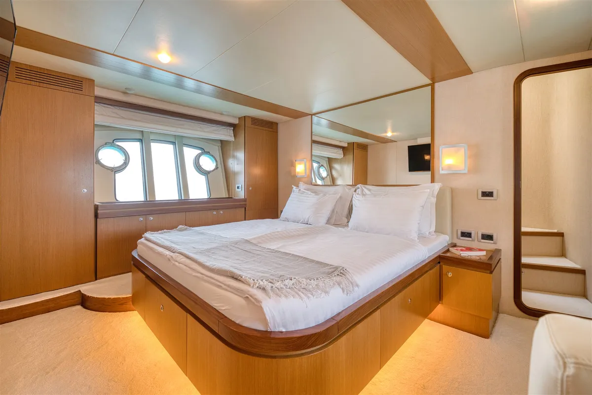 Cabin on Dominique, a Ferretti 681 motor yacht at Zadar, Croatia