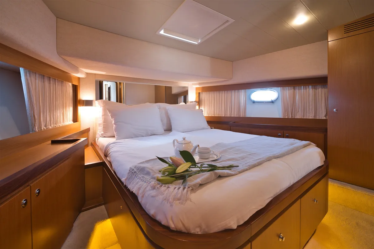 Cabin on Dominique, a Ferretti 681 motor yacht at Zadar, Croatia