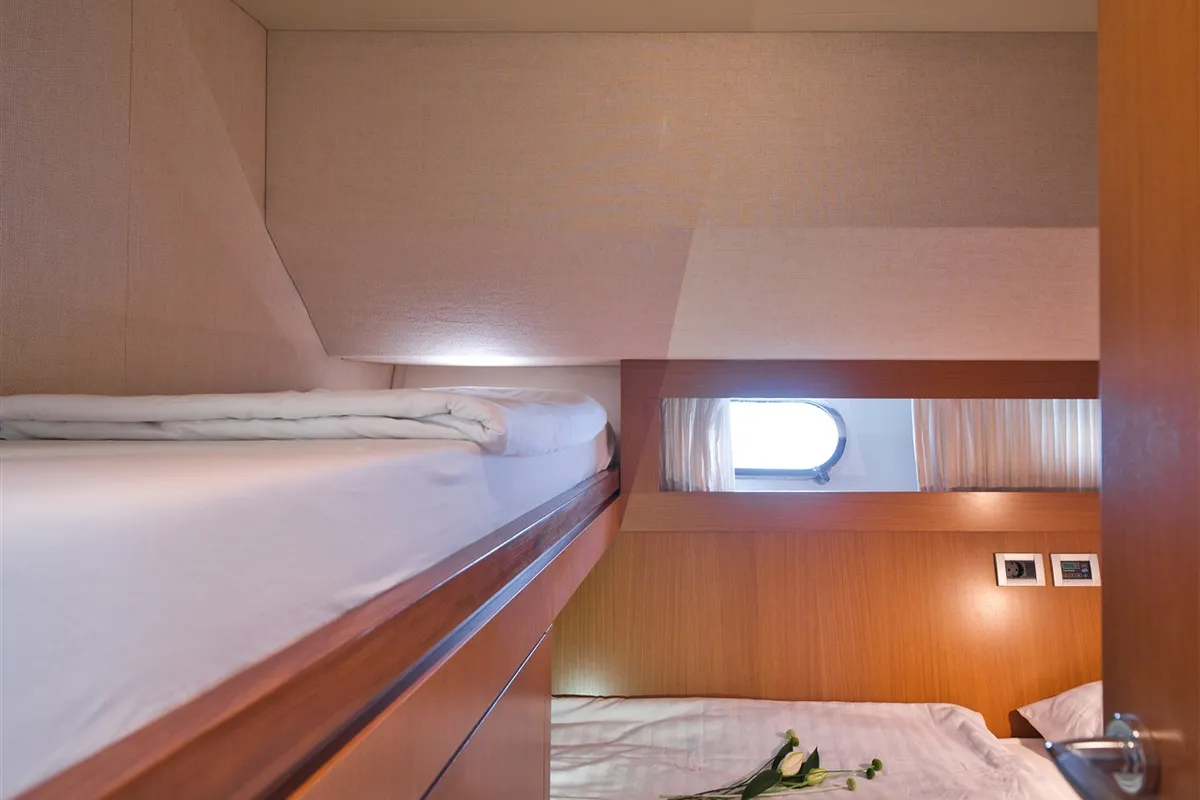Cabin on Dominique, a Ferretti 681 motor yacht at Zadar, Croatia
