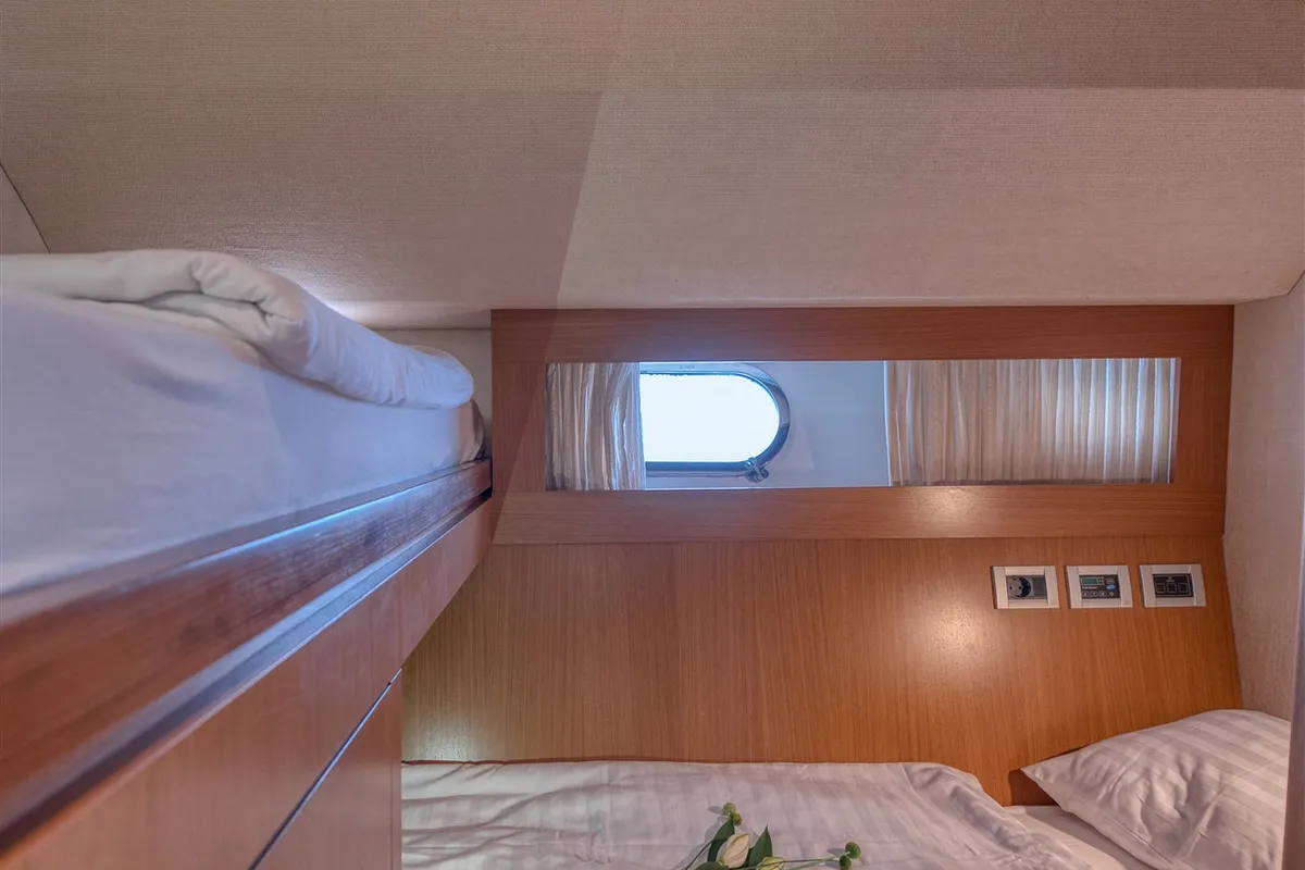 Cabin on Dominique, a Ferretti 681 motor yacht at Zadar, Croatia