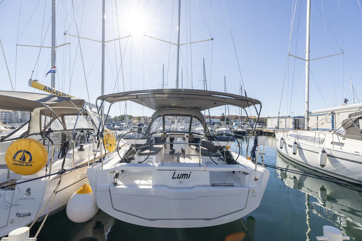 Exterior view of Lumi, a Dufour 37 sailboat at Grad Biograd na Moru, Croatia