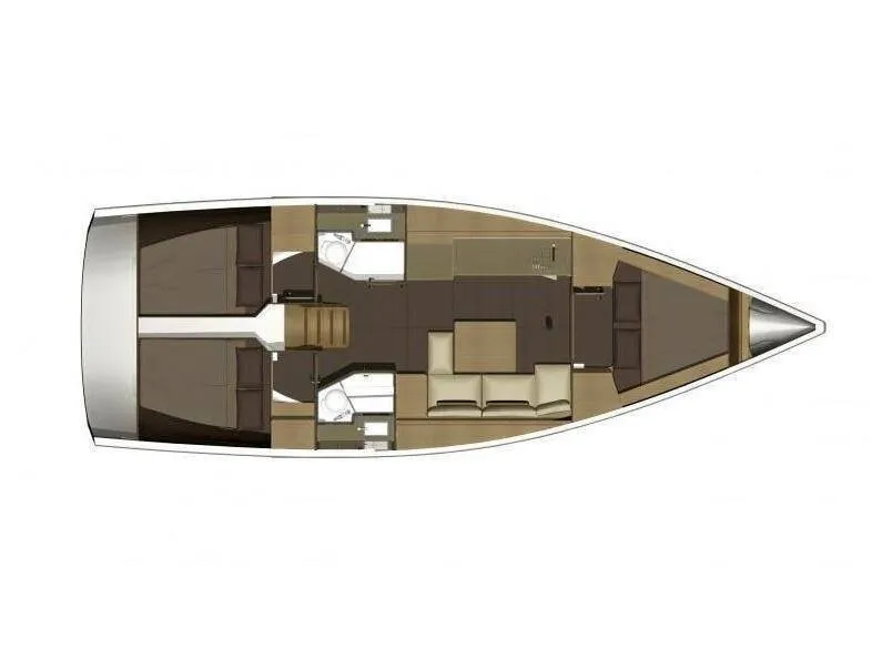 Floor plan of Gala, a Dufour 382 Grand Large sailboat at Roses, Spain