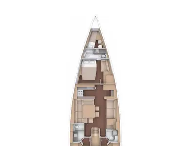 Floor plan of Cavaliere, a Dufour 56 Exclusive sailboat at Capo d'Orlando, Italy