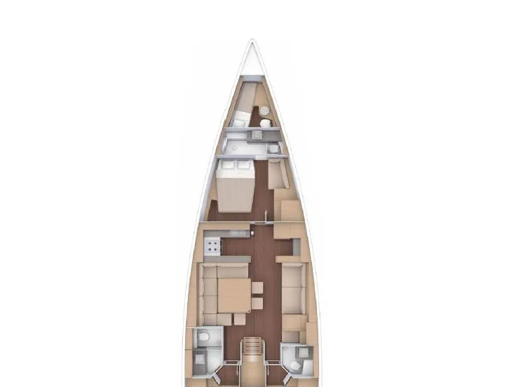 Floor plan of Cavaliere, a Dufour 56 Exclusive sailboat at Capo d'Orlando, Italy